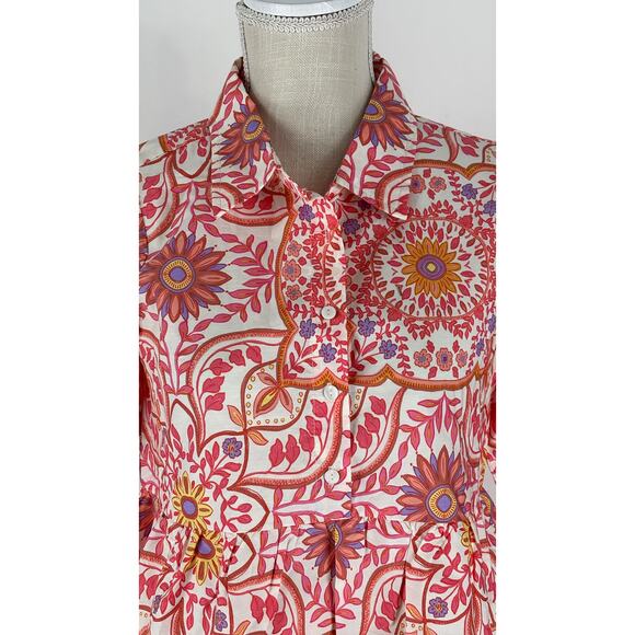 Talulah Malia Floral Puff Sleeve Tiered Mini Dress Womens Size Medium New Pink - Picture 4 of 11